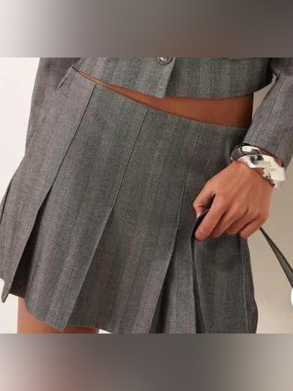 Abercrombie & Fitch Gray Herringbone Pleated Skirt Size XS